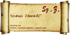 Szuhai Zdenkó névjegykártya